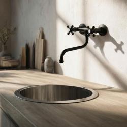 Aquanello Heritage Ascot Klasický kuchynský nástenný kohútik čierny BL-4111-HA