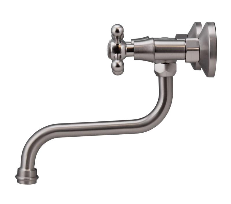 Aquanello Heritage Ascot Klasický kuchynský nástenný kohútik z nehrdzavejúcej ocele NB-4111-HA