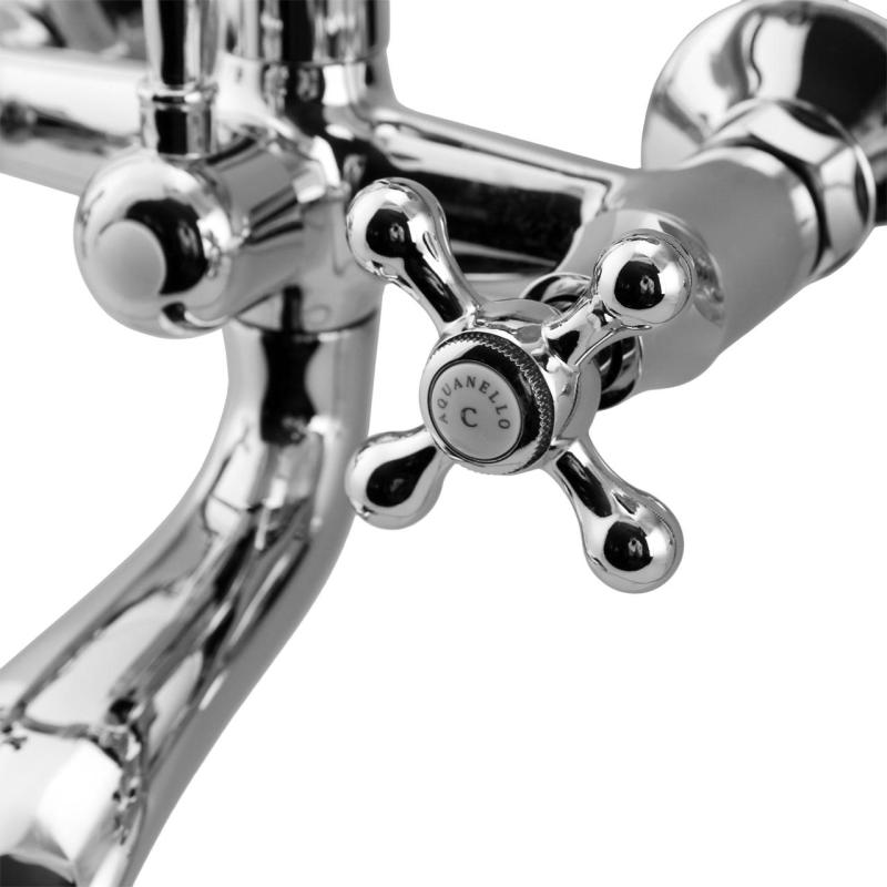 Aquanello Heritage Ascot Klasický montážny batériový kohútik s hviezdicovými gombíkmi, chróm, vrátane ručnej sprchy CR-3002-HA