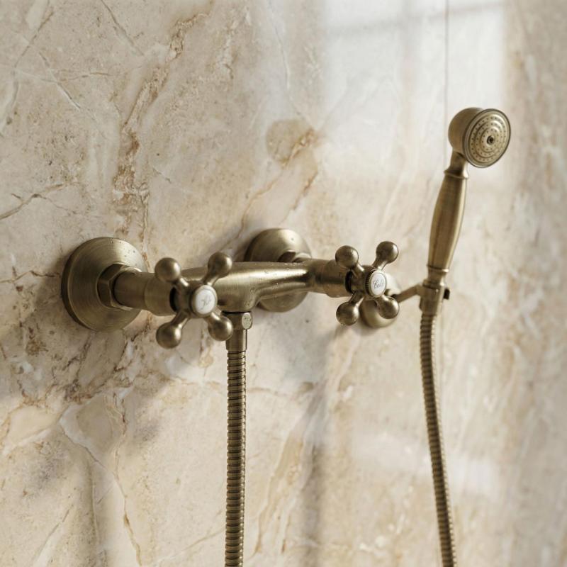 Aquanello Heritage Ascot Klasická sprchová súprava s otočnými gombíkmi v bronzovej farbe vrátane ručnej sprchy BN-2002-HA