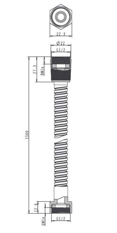 Aquanello Heritage Collection Sprchová hadica  150 cm z nehrdzavejúcej ocele NB-9002-HC
