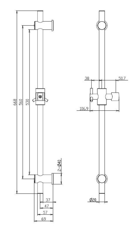 Aquanello Heritage Collection Klasická tyč 668 mm chróm CR-9004-HC