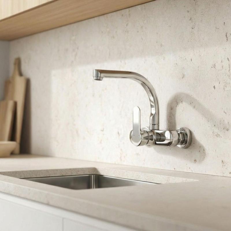 Aquanello Casa Kuchynský nástenný kohútik s horným výtokom Chróm CR-1003-CS