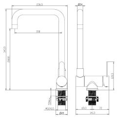 Aquanello Forma Solid Stainless Steel Pull-Down Kitchen Faucet, Black  BL-1011-FM