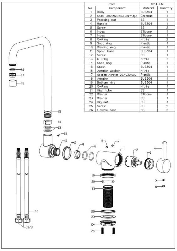 Aquanello Forma Solid Stainless Steel Pull-Down Kitchen Faucet, Black  BL-1011-FM