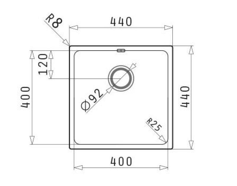 PM Lydia Nerezový drez 40 x 40 cm, montáž pod dosku, montáž do rovnej dosky a montáž na dosku 1208972639