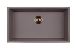 GraniteMy Universal Veľký granitový drez v odtieni taupe, rozmery 74 x 40 cm, na dosku, pod dosku a do dosky, s medenou zátkou 1208972706