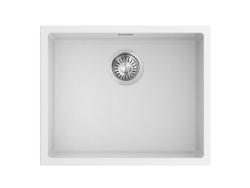 Pure.Sink Eternal Kremeňový biely drez 50 x 40 cm na montáž pod dosku a na dosku s automatickou nerezovou zátkou