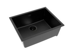 Pure.Sink Eternal Quartz Black Sink 50x40 cm, Flush-Mount and Undermount, with Black Drain Plug