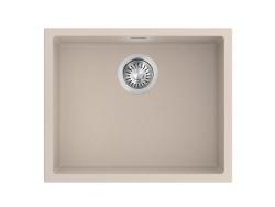 Pure.Sink Eternal Quartz Beige Sink, 50x40 cm, Flush-Mount and Under-Counter, with Stainless Steel Drain Plug