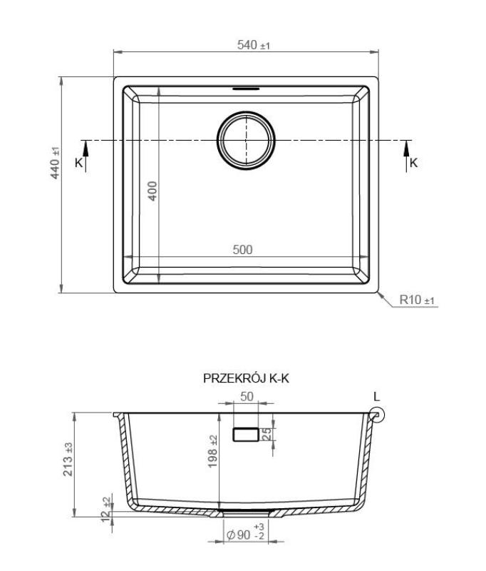 Pure.Sink Eternal Quartz Beige Sink, 50x40 cm, Flush-Mount and Under-Counter, with Brass Plug