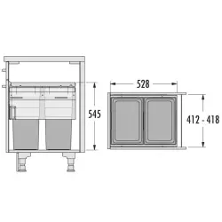 HAILO Euro Cargo odpadkový kôš 2 x 38 litrov so softclose pre šírku skrinky 2294
