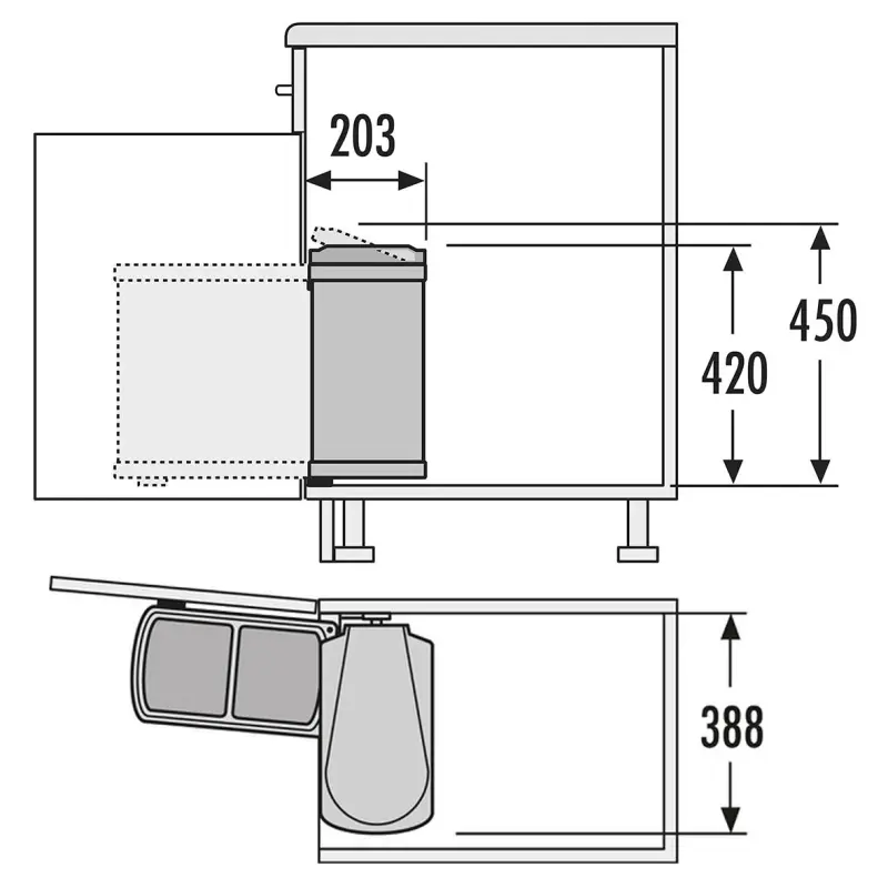 Hailo waste bin duo-automatic 16 litres (2x8) - 3416.10