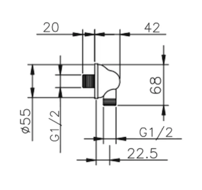 Huber Croisette Uholový ventil Chróm pre pripojenie sprchovej hadice 67.02H.CR