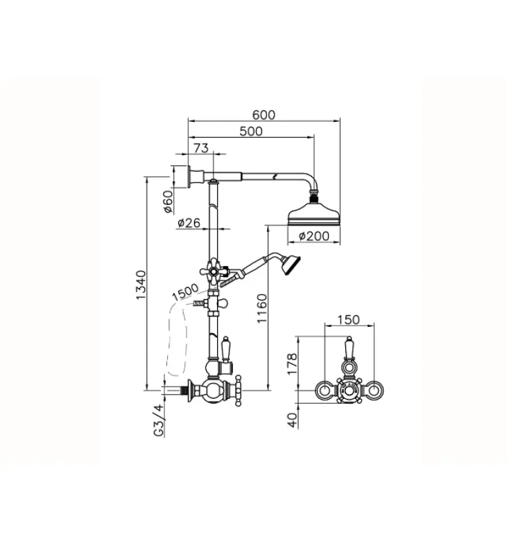 Huber Victorian Termostatická Sprchová Sada 20cm Chróm 590.VN21H.CR