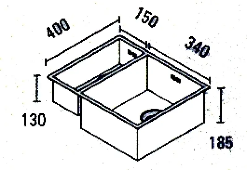 ABK Baronga jeden a pol 1,5 nerezový drez 15x40+34x40 cm Podstavba BAR1534F