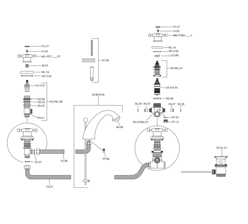 Huber Victorian 3-otvorová termostatická umývadlová batéria Chróm VTT71010