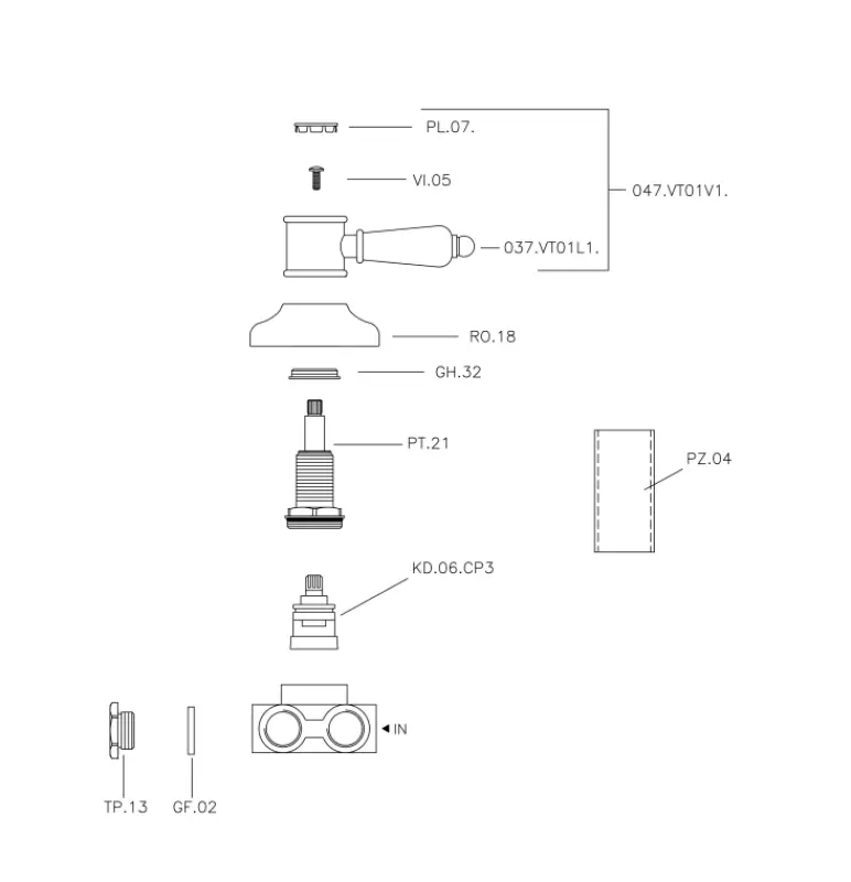 Huber Victorian 3-cestný prepínač Chróm VT00027021