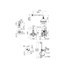 Huber Victorian Termostatická Vstavaná Sprchová Súprava Chróm 912.VT01H.CR