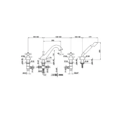 Cisal Arcana Keramische 4-gats Badmengkraan voor badrandmontage 3/4" Chroom AC00026421