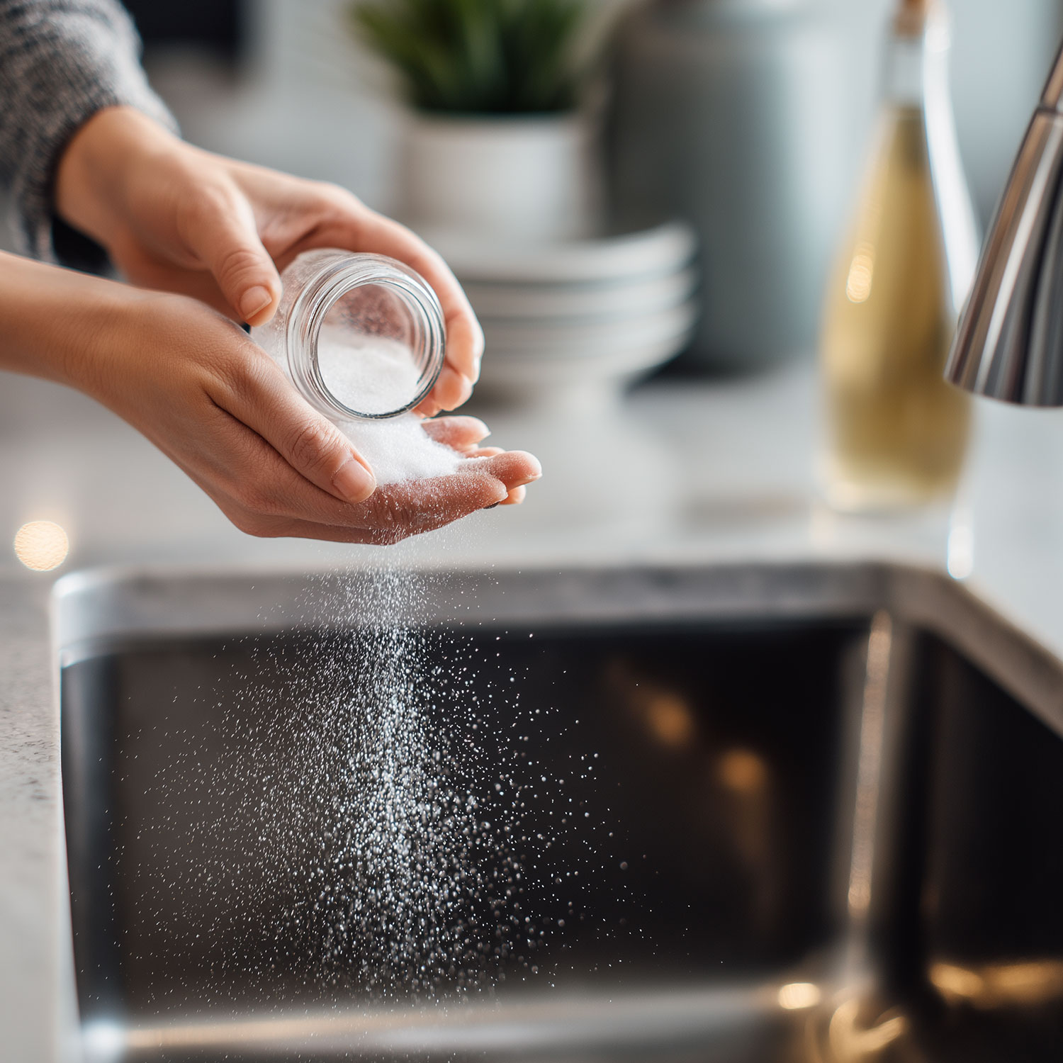 Sila jedlej sódy a octu: jednoduchý trik na čistenie drezu